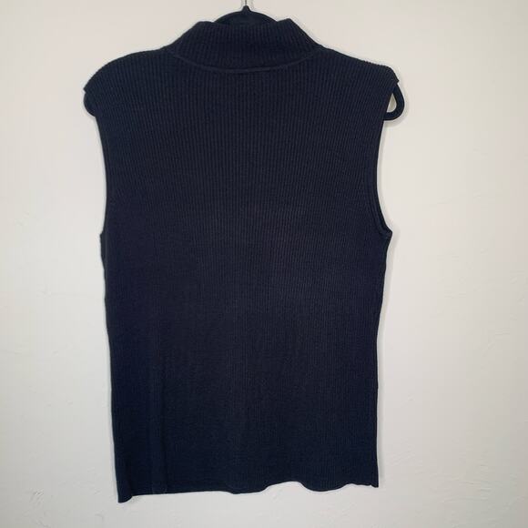 Black Ribbed Sweater Shell Turtleneck Sz XL - Picture 2 of 4